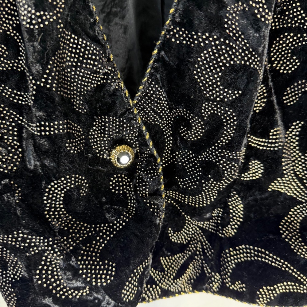 Vintage Cachet Bari Protas Black Velvet Bead Puff Sleeve Bolero Jacket 80s Sz S - Picture 3 of 6